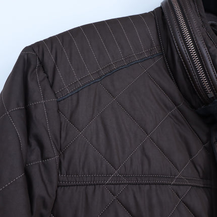 Handstich Kent Quilted Jacket Brown Fleece Lined Long Sleeve Men's 52/US L