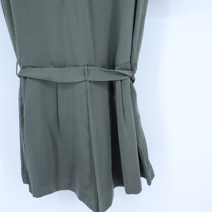 Joie Silk Romper Fatigue Green NWT Belted Half Button Tab Sleeve Women's XS