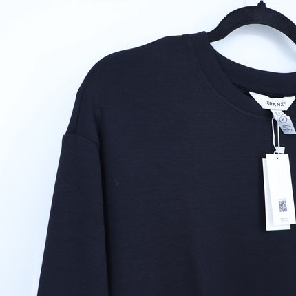 Spanx AirEssentials Crewneck Top Very Black NWT Modal Knit Long Sleeve Women's S