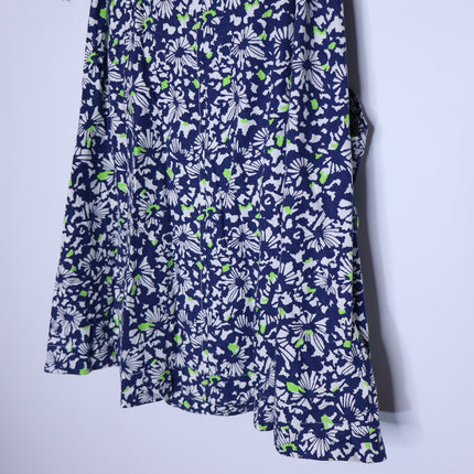 TANYA TAYLOR Coral Floral Linen Mini Dress Blue Belted Puff Sleeve Women's 4