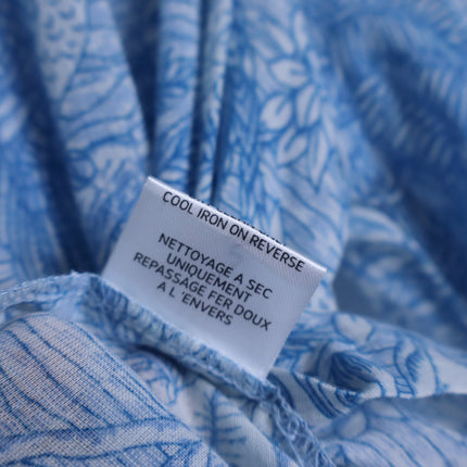 MISS JUNE Mona Button Up Blouse Blue Printed Cotton Short Sleeve Women's S/M