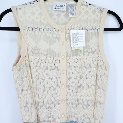 Beguile by Bryon Lars Motif Lace Sheath Dress Cream Blue NWT Belted Women's 0