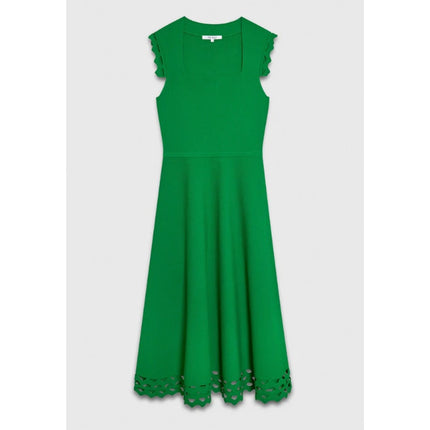 THE FOLD Vienna Sculpt Knit Midi Dress Emerald Green NWT Laser Cut Women's 10