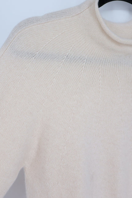 MAXMARA High Neck Cashmere Sweater Ivory Long Sleeve Quiet Luxury Women's L