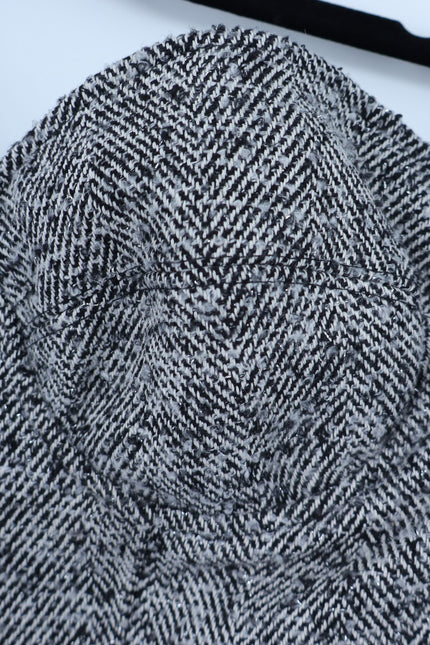 NOCTURNE Tweed Strapless Corset Top Sweet Heart Neck Black and White Women's XL