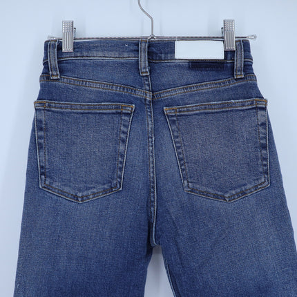 RE/DONE 90's Ankle Crop Jeans Blue Dusk Destroy High Rise Stretch Women's 25