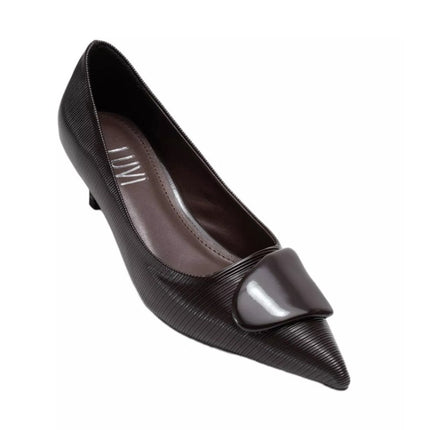Prologue Shoes Luvi Briana Buckle Pump Brown Pointed Toe Women's 36/US 5.5