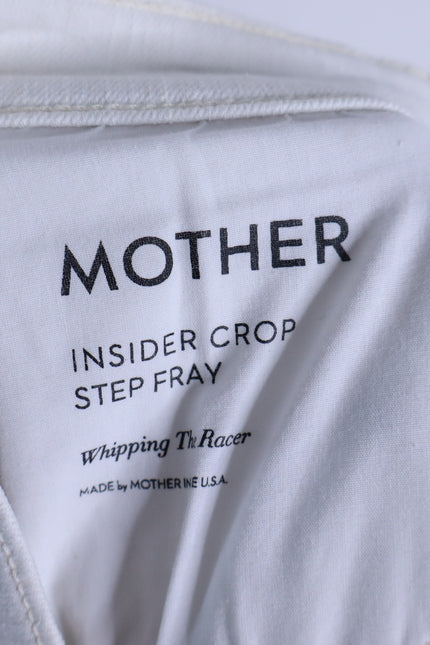 MOTHER The Insider Crop Step Fray Jeans Whipping The Racer White Women's 29