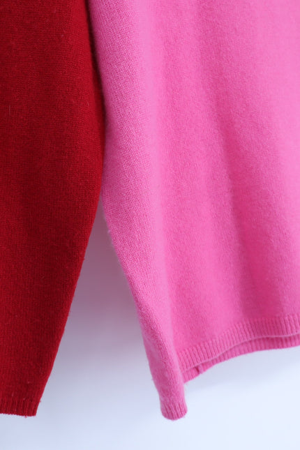 GERARD DAREL Jessie Colorblock Sweater Cashmere Pullover Pink Red Women's 1/US S