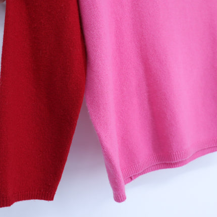 GERARD DAREL Jessie Colorblock Sweater Cashmere Pullover Pink Red Women's 1/US S