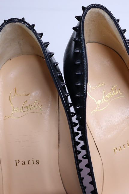 CHRISTIAN LOUBOUTIN Anjalina Givree Brushed Leather Pumps Black Women's 35.5