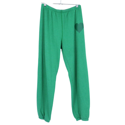 SPRWMN Jade Heart Sweatpants Green Pull On Jogger Loungewear Women's M