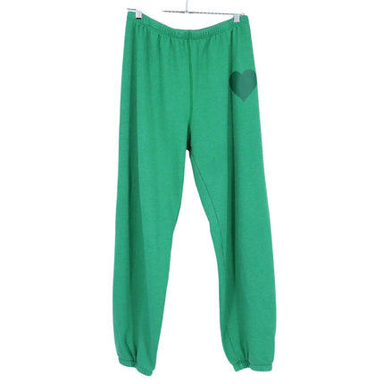 SPRWMN Jade Heart Sweatpants Green Pull On Jogger Loungewear Women's M