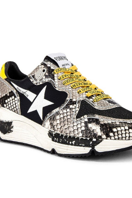 GOLDEN GOOSE Running Sole Sneaker Natural Snake Print and White Star Women's 40