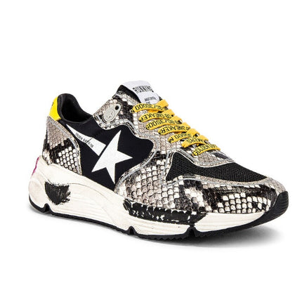 GOLDEN GOOSE Running Sole Sneaker Natural Snake Print and White Star Women's 40