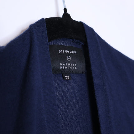 PAS DE CALAIS Cotton Linen Cardigan Navy Blue Long Sleeves Women's 38/US 4-6