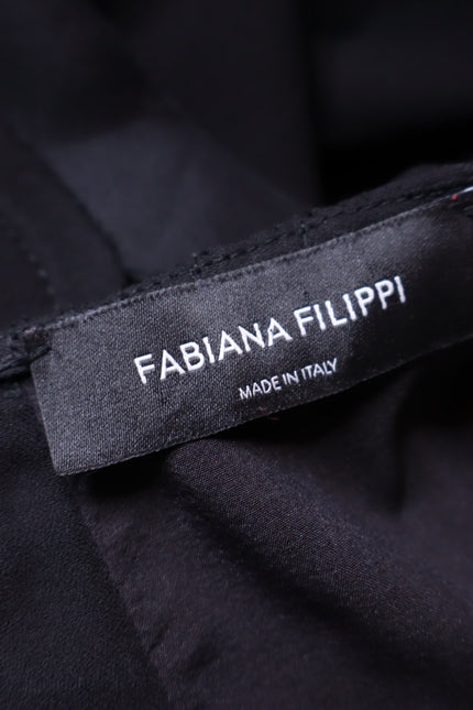 FABIANA FILIPPI Feather Embellished Lagenlook Maxi Dress Black Lined Women's XL