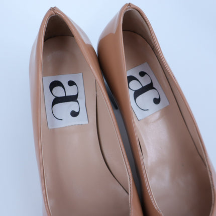ANDREA CARRANO Francesca Pump Cognac Black Patent Leather $395 Women's 36/US 5