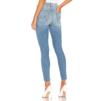 Mother Looker Ankle Fray Jeans Blue Shoot To Thrill Blue High Rise Women's 24