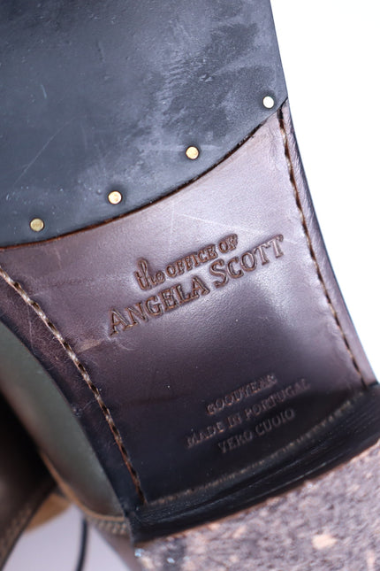 THE OFFICE OF ANGELA SCOTT Miss Button Metallic Heel Loafers Bronze Women's 35.5