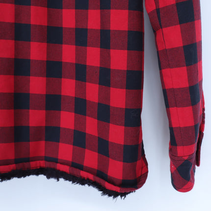 Current/Elliott Plaid Sherpa Jacket Red Black Buffalo Check Women's 1/US 4