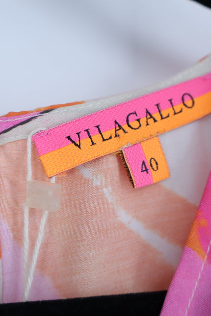 VILAGALLO Ginevra Lucca Print Maxi Dress Pink NWT Kimono Sleeve Women's 40/US 6