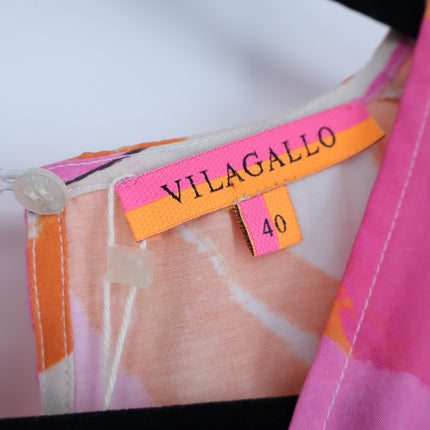VILAGALLO Ginevra Lucca Print Maxi Dress Pink NWT Kimono Sleeve Women's 40/US 6