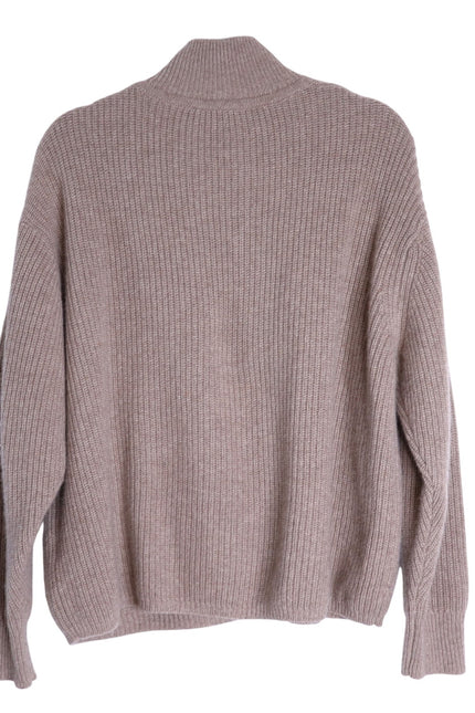 JENNI KAYNE Stone 100% Cashmere Half Zip Pullover Sweater Undyed Women's M