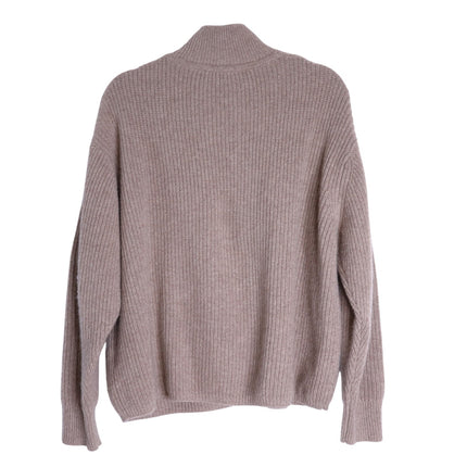 JENNI KAYNE Stone 100% Cashmere Half Zip Pullover Sweater Undyed Women's M