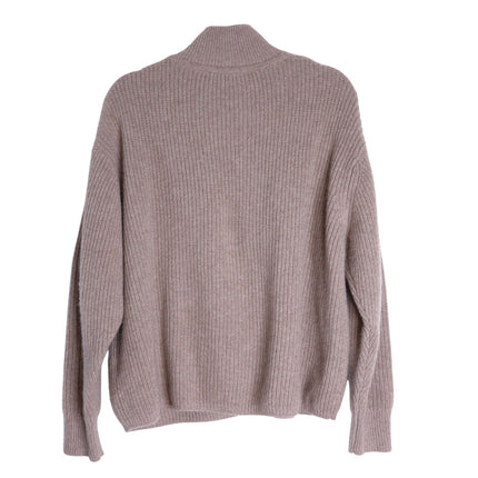JENNI KAYNE Stone 100% Cashmere Half Zip Pullover Sweater Undyed Women's M