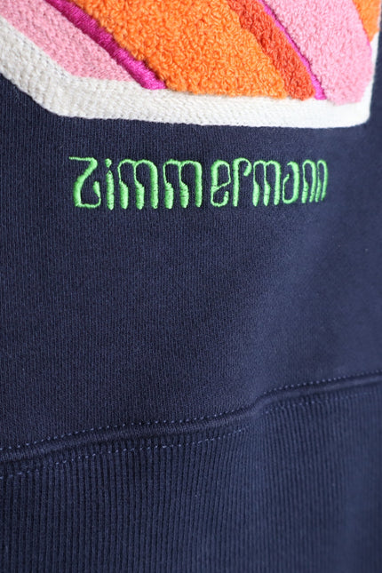 ZIMMERMANN Starcat Embroidered Sweatshirt Navy Pullover Terry Women's 3/US 10