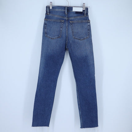 RE/DONE 90's Ankle Crop Jeans Blue Dusk Destroy High Rise Stretch Women's 25