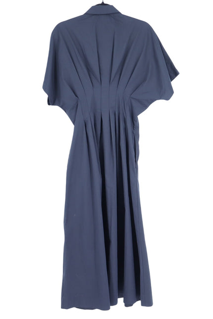 EXQUISE The Tobie Shirt Dress Black Pleated Maxi Short Sleeve Women's M