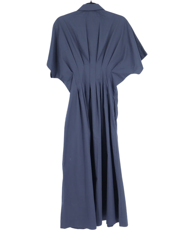 EXQUISE The Tobie Shirt Dress Black Pleated Maxi Short Sleeve Women's M