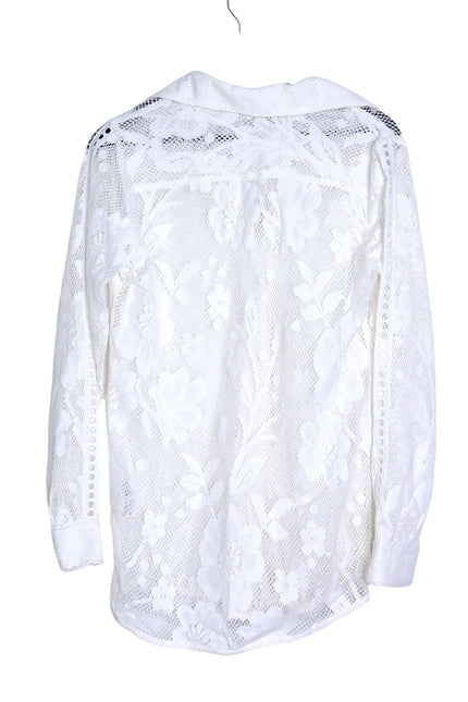 HEMANT & NANDITA Chemical Lace Button Front Shirt White Floral Women's XS