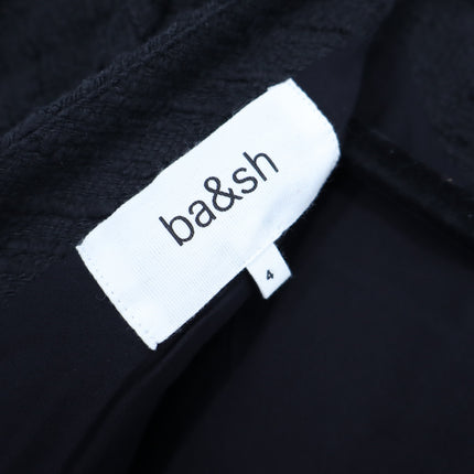BA&SH Auxane Dress Black NWT Tweed Long Sleeve Button Back Mini Women's 4/US XL