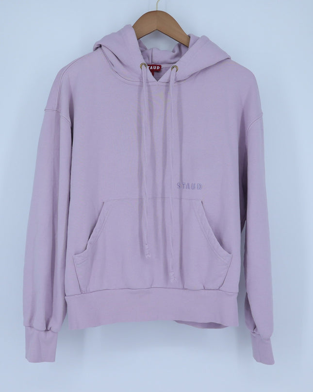 Staud Cotton Hoodie Sweatshirt Lavender French Terry Long Sleeve Women's M