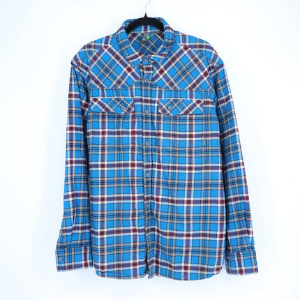STIO Slipstone Midweight Flannel Shirt Blue Plaid Cotton Long Sleeve Men's XL