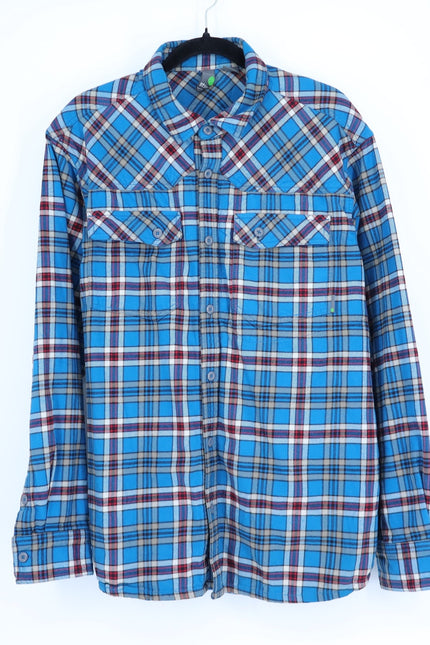 STIO Slipstone Midweight Flannel Shirt Blue Plaid Cotton Long Sleeve Men's XL