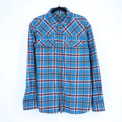 STIO Slipstone Midweight Flannel Shirt Blue Plaid Cotton Long Sleeve Men's XL