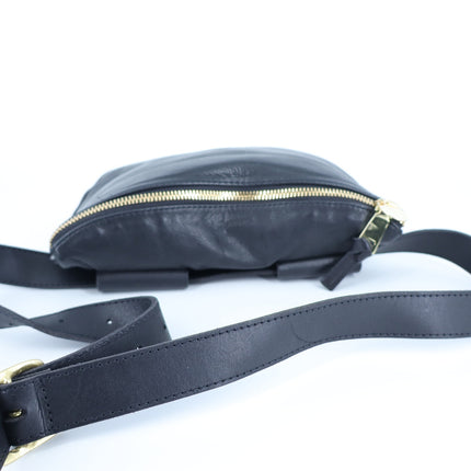 Clare V. Leather Fanny Pack Black and Gold Adjustable ORIGINAL Belt Bag