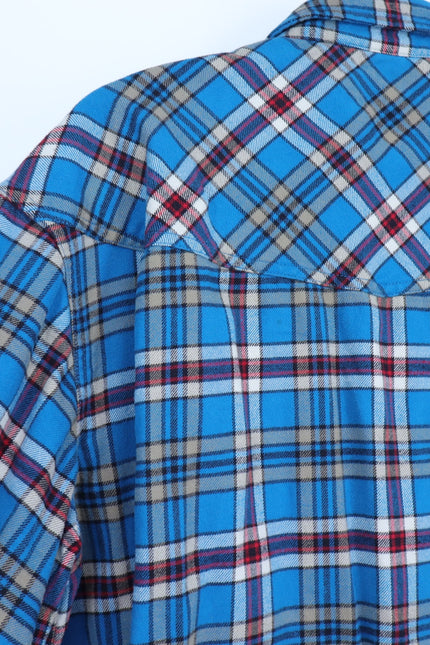 STIO Slipstone Midweight Flannel Shirt Blue Plaid Cotton Long Sleeve Men's XL