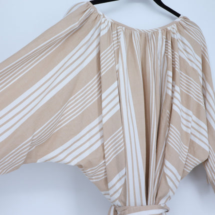 Mara Hoffman Swim Cover Up Dress Beige and White Striped Belted Women's XS