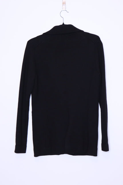 MINNIE ROSE Cotton Blend Boyfriend Blazer Black One Button Unlined Women's S