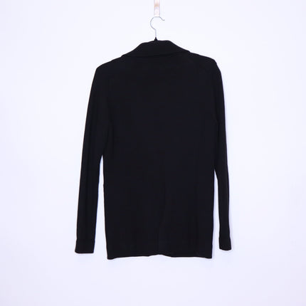 MINNIE ROSE Cotton Blend Boyfriend Blazer Black One Button Unlined Women's S