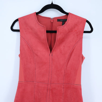 BCBGMAXAZRIA Gilli Mini Dress Pomegranate Microsuede Sleeveless Women's 2