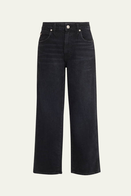 AMO Billie Jeans So Good Black High Rise Wide Leg Straight Cropped Women's 27