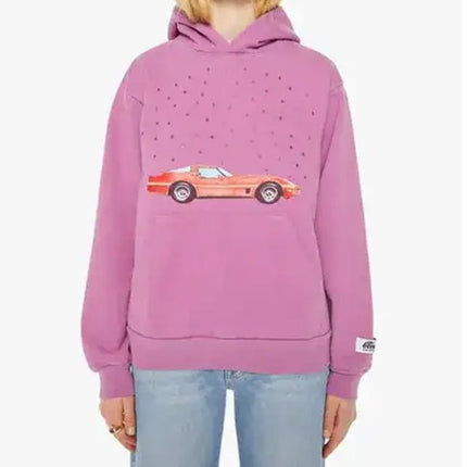 Cloney Purple Rain Corvette Hoodie Prince Pullover Graphic Sweatshirt Women's L