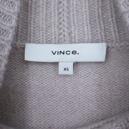 Vince Cashmere Double Slit Turtleneck Sweater Biscuit Beige Oversized Women's XS