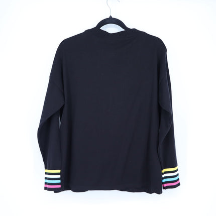 Angel Striped Button Cardigan Sweater Black NWT Multicolor Long Sleeve Women's L